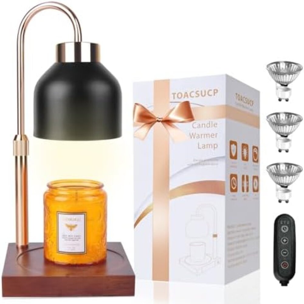 Candle Warmer Lamp with 3 Bulbs, Adjustable Height Dimmable Candle Warmer